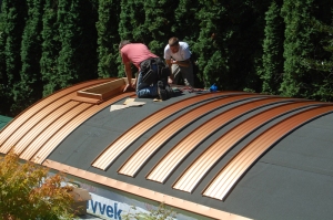 7/31/14: Curved metal roof installation